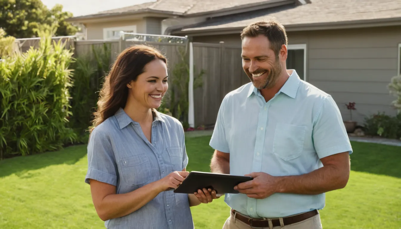 A homeowner reviewing concrete patio plans with a local provider in the DeSoto area